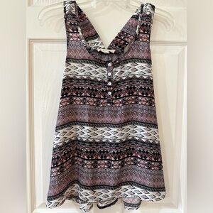 Pink Republic Women's Medium Sleeveless Blouse Pink Multi Print Abstract